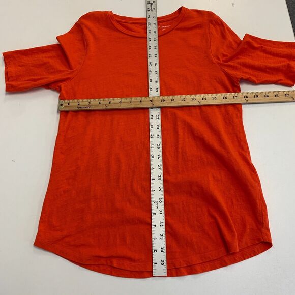 Eileen Fisher Organic Tee Womens S Small Solid Orange Mid Sleeve Stretch Shirt - Picture 6 of 10